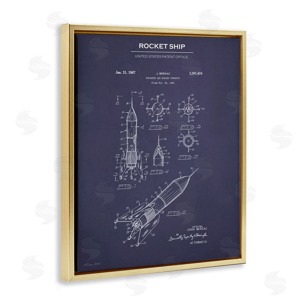Stupell Industries Susan Ball | Rocket Ship Blueprint