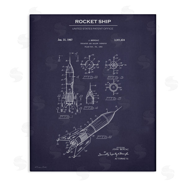 stupell industries Susan Ball | Rocket Ship Blueprint