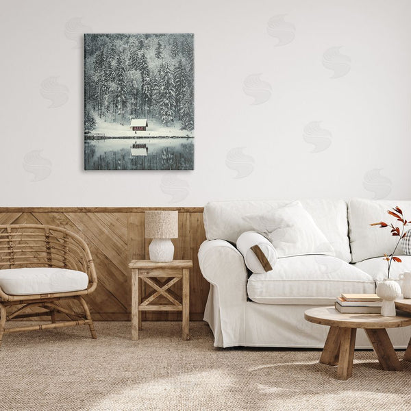 Stupell Industries Susan Ball | Snowy Woodland Hut Reflection Wall Art