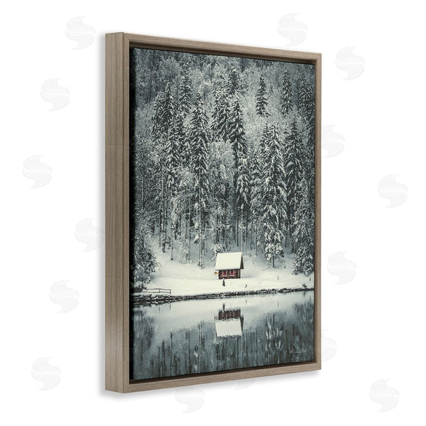 Stupell Industries Susan Ball | Snowy Woodland Hut Reflection Wall Art