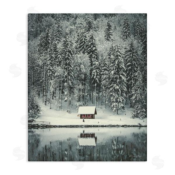 stupell industries Susan Ball | Snowy Woodland Hut Reflection Wall Art