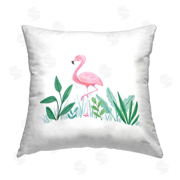 stupell industries Susan Ball | Summer Flamingo & Fronds Printed Throw Pillow