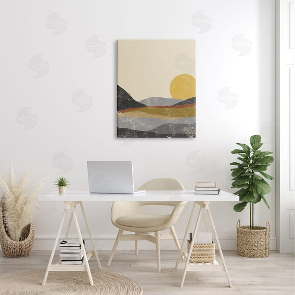 Stupell Industries Susan Ball | Sunrise Cliffs Modern Blocked Landscape Grunge Pattern Wall Art