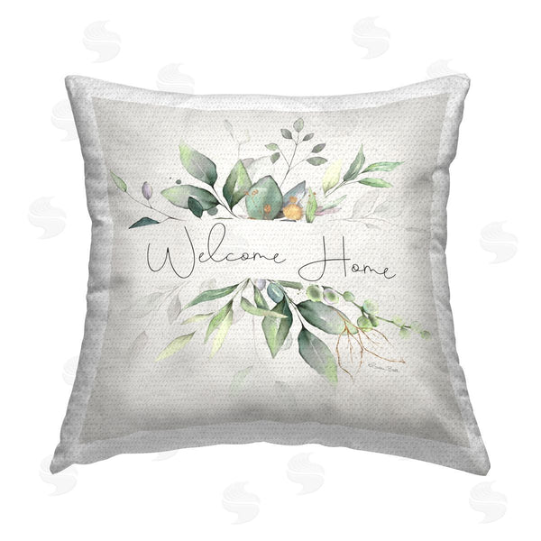 Stupell Industries Susan Ball | Welcome Phrase Botanical Sprigs Printed Throw Pillow