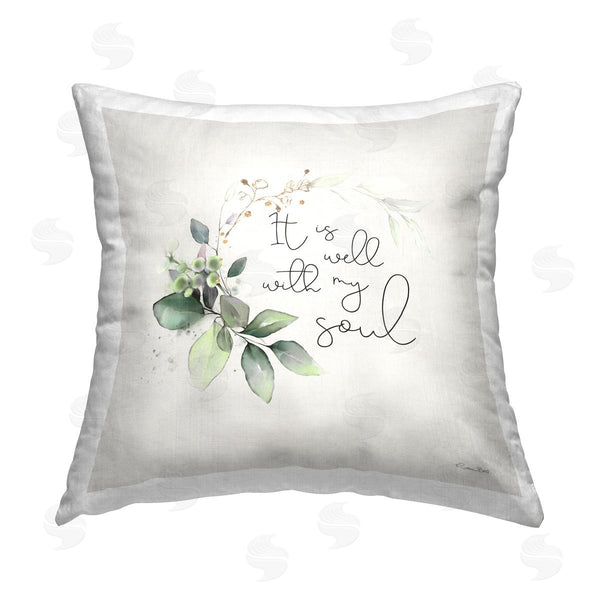 stupell industries Susan Ball | Well With My Soul Phrase Printed Throw Pillow