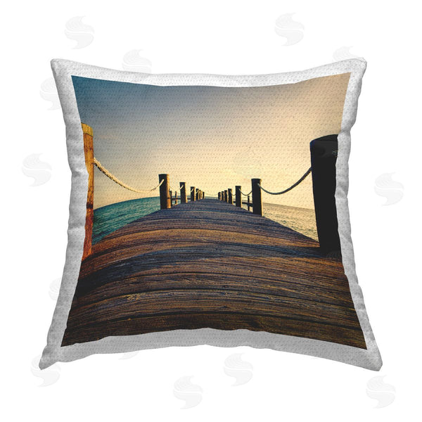 Stupell Industries Susan Bryant | Coastal Beach Dock Printed Throw Pillow