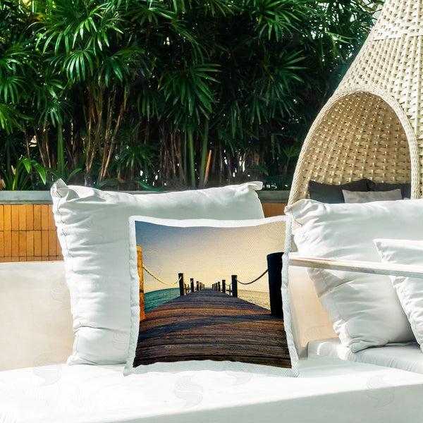Stupell Industries Susan Bryant | Coastal Beach Dock Printed Throw Pillow