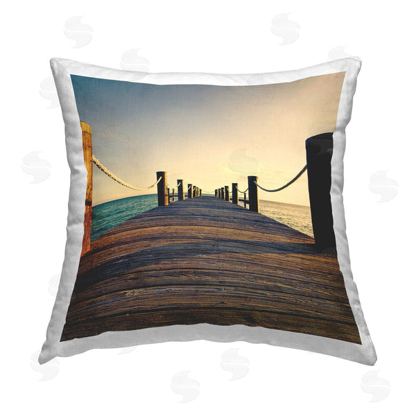stupell industries Susan Bryant | Coastal Beach Dock Printed Throw Pillow