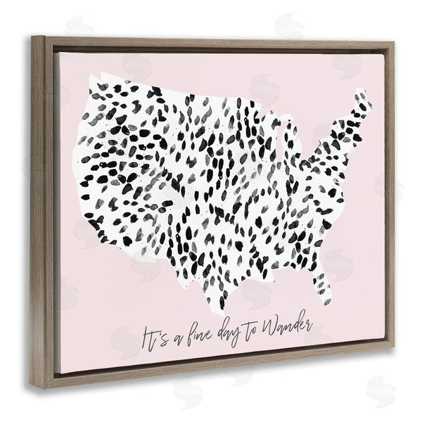 Stupell Industries Susan Bryant | Fine Day To Wander Sentiment Patterned US Map Wall Art