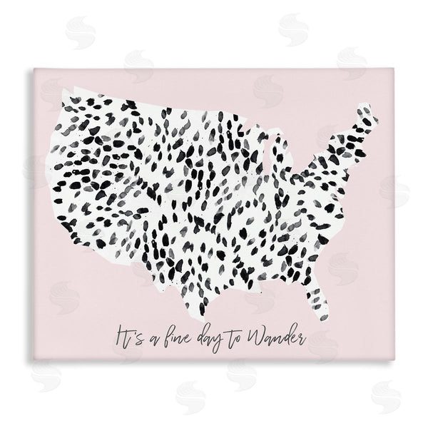 stupell industries Susan Bryant | Fine Day to Wander Sentiment Patterned US Map Wall Art