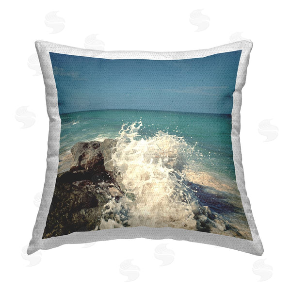 Stupell Industries Susan Bryant | Splashing Beach Spray Printed Throw Pillow