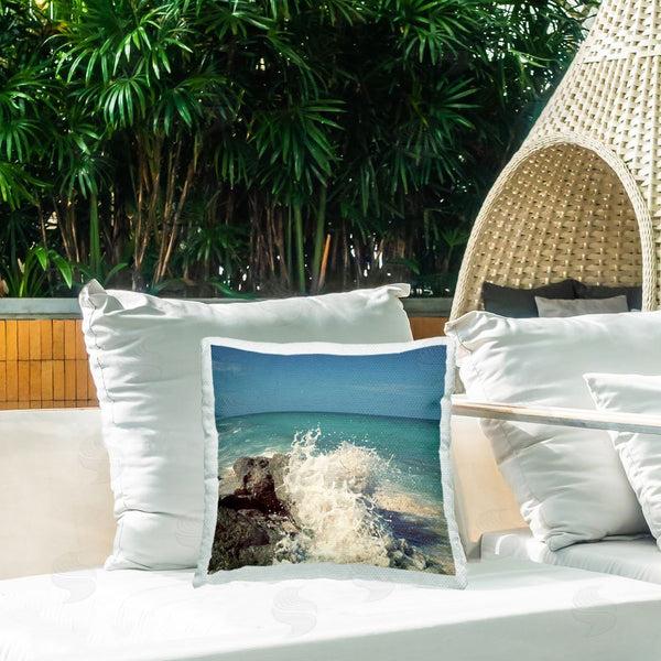 Stupell Industries Susan Bryant | Splashing Beach Spray Printed Throw Pillow