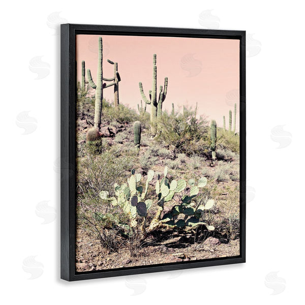 Stupell Industries Susan Bryant | Summer Dessert Landscape Cactus Prickly Pear Pink Sky Wall Art