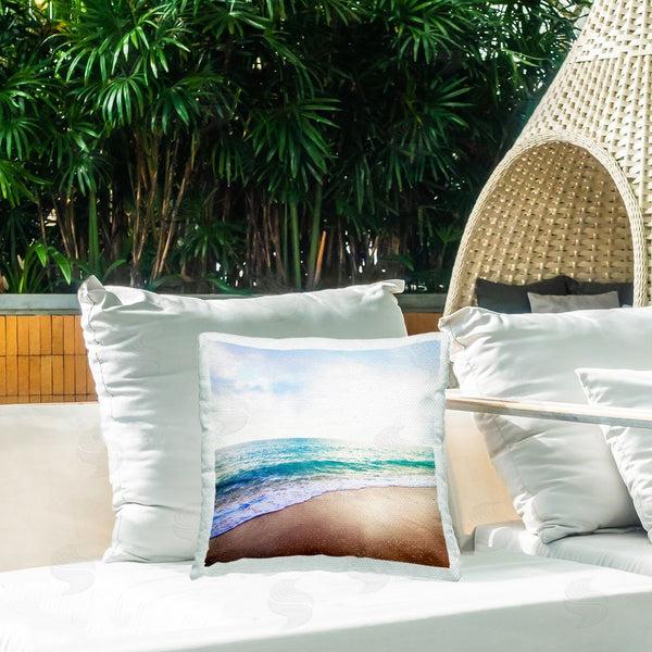 Stupell Industries Susan Bryant | Sun Shining Over Beach Printed Throw Pillow