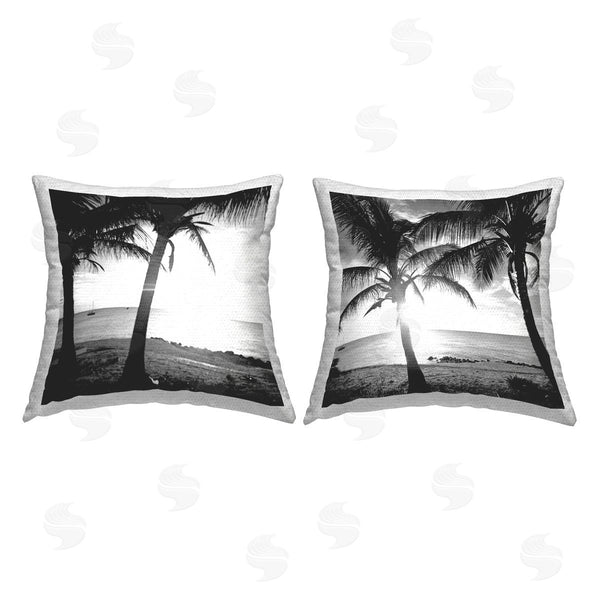 Stupell Industries Susan Bryant | Tropical Palm Sunset Printed Throw Pillow Set