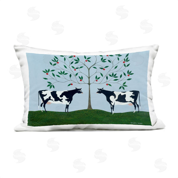 Stupell Industries Susan Henke | Apple Tree Cows Symmetry Printed Throw Pillow