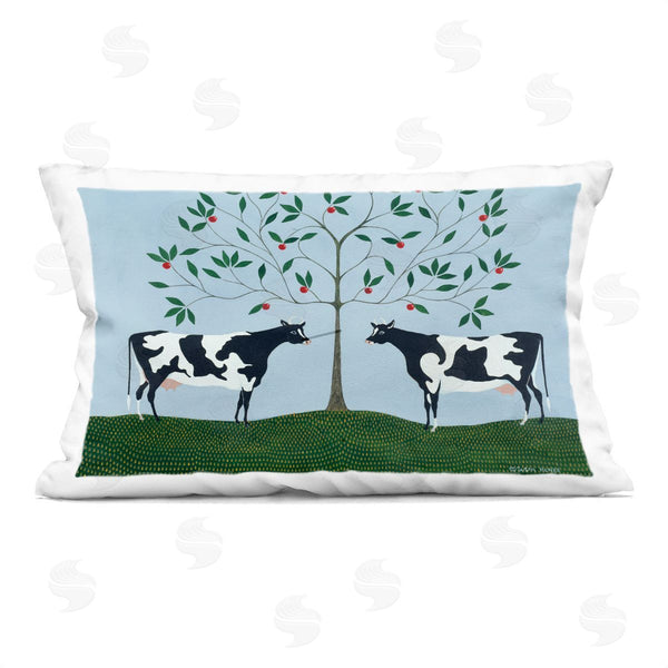 stupell industries Susan Henke | Apple Tree Cows Symmetry Printed Throw Pillow