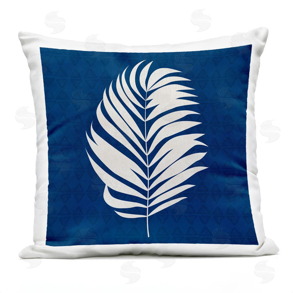Stupell Industries Susan Jill | Abstract Bold Blue White Leaf Shape Printed Throw Pillow