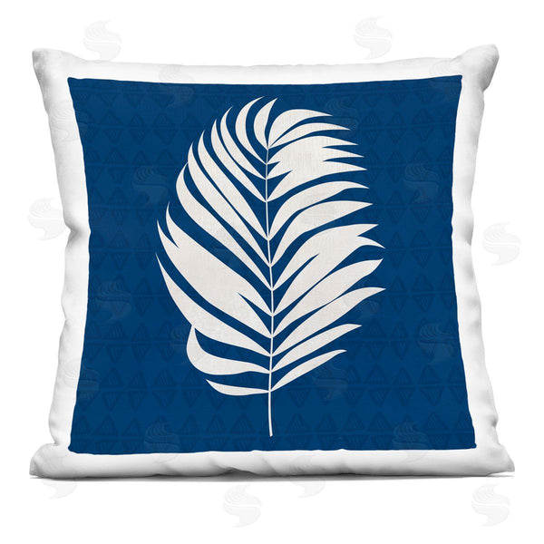 stupell industries Susan Jill | Abstract Bold Blue White Leaf Shape Printed Throw Pillow