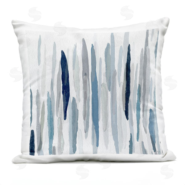 Stupell Industries Susan Jill | Abstract Brushed Rainfall Contemporary Blue Lines Printed Throw Pillow