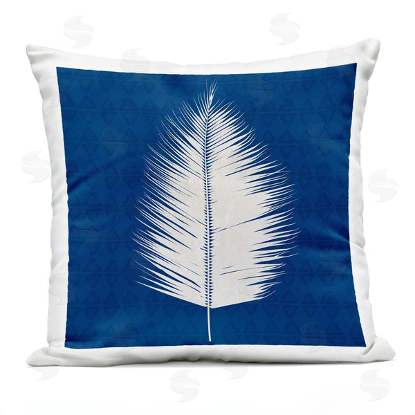 Stupell Industries Susan Jill | Abstract Leaf Frond Shape Bold Blue Printed Throw Pillow