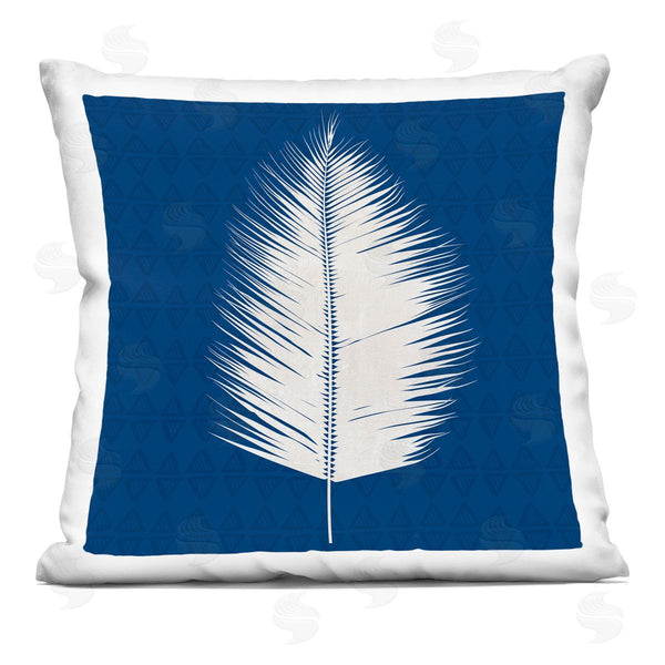stupell industries Susan Jill | Abstract Leaf Frond Shape Bold Blue Printed Throw Pillow