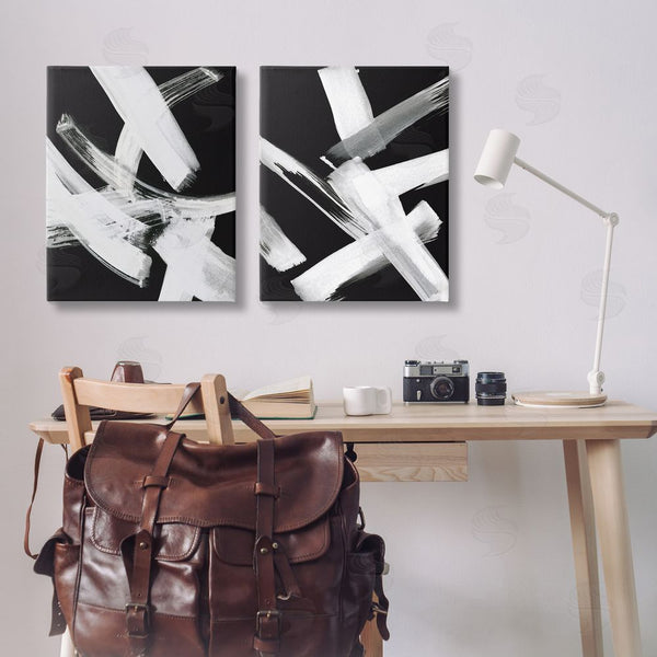 Stupell Industries Susan Jill | Abstract Lines White On Black Wall Art
