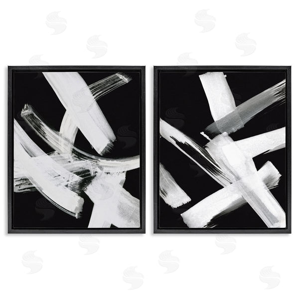 Stupell Industries Susan Jill | Abstract Lines White On Black Wall Art
