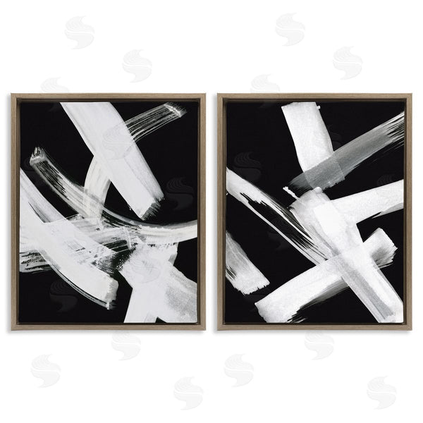 Stupell Industries Susan Jill | Abstract Lines White On Black Wall Art
