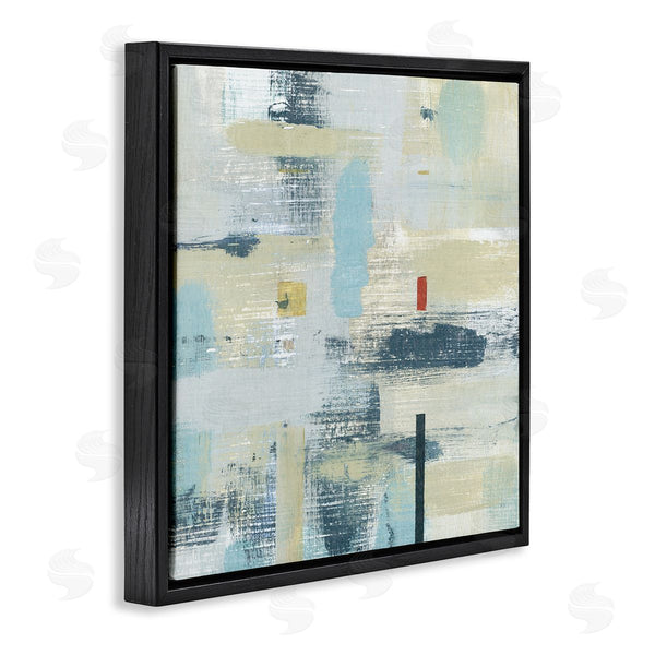 Stupell Industries Susan Jill | Abstract Paint Stroke Collage Blue Beige Woven Pattern Wall Art