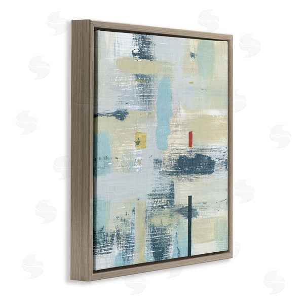 Stupell Industries Susan Jill | Abstract Paint Stroke Collage Blue Beige Woven Pattern Wall Art
