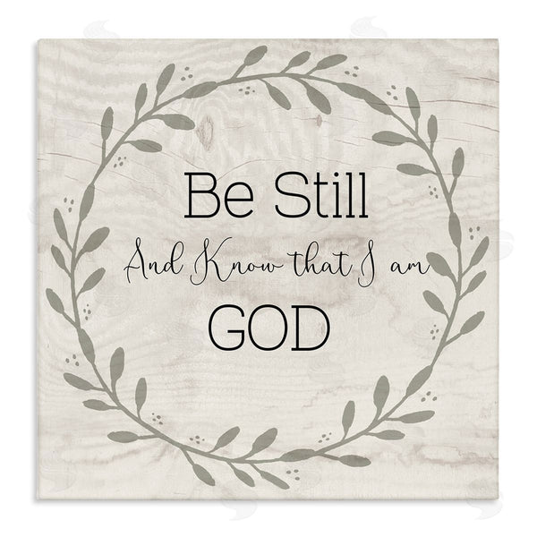 stupell industries Susan Jill | Be Still And Know Sentiment Green Vine Wreathe Wall Art