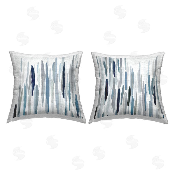 Stupell Industries Susan Jill | Blue Abstract Rainfall Striped Line Pattern Printed Throw Pillow Set