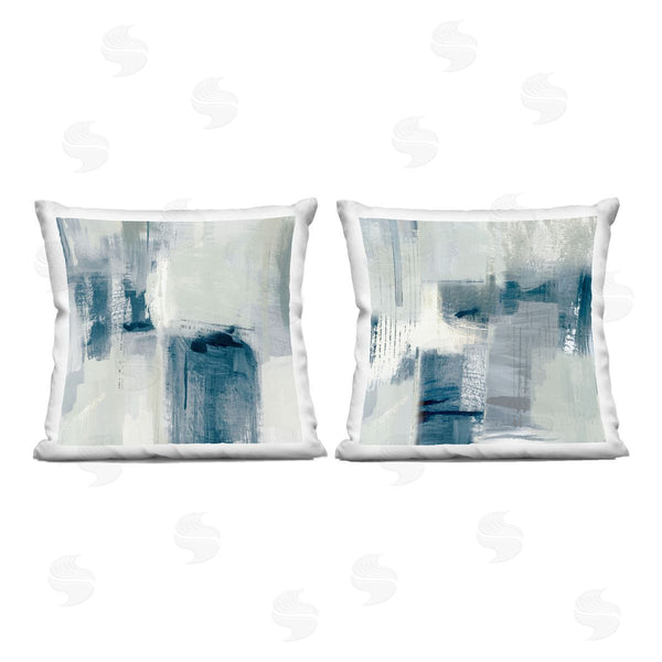stupell industries Susan Jill | Blue & Grey Tone Brush Strokes Printed Throw Pillow Set