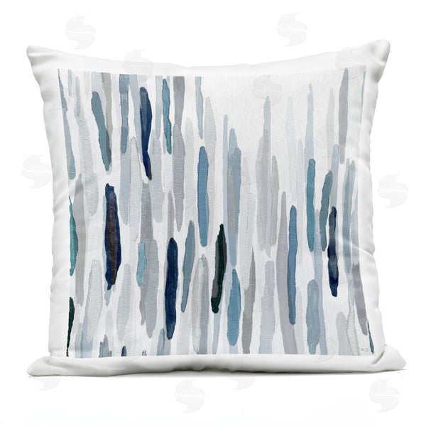Stupell Industries Susan Jill | Blue Varied Abstract Brushed Rainfall Lines Printed Throw Pillow