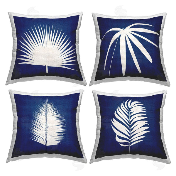 Stupell Industries Susan Jill | Bold Blue White Modern Botanical Leaf Shapes Printed Throw Pillow Set