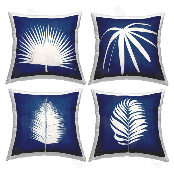 stupell industries Susan Jill | Bold Blue White Modern Botanical Leaf Shapes Printed Throw Pillow Set