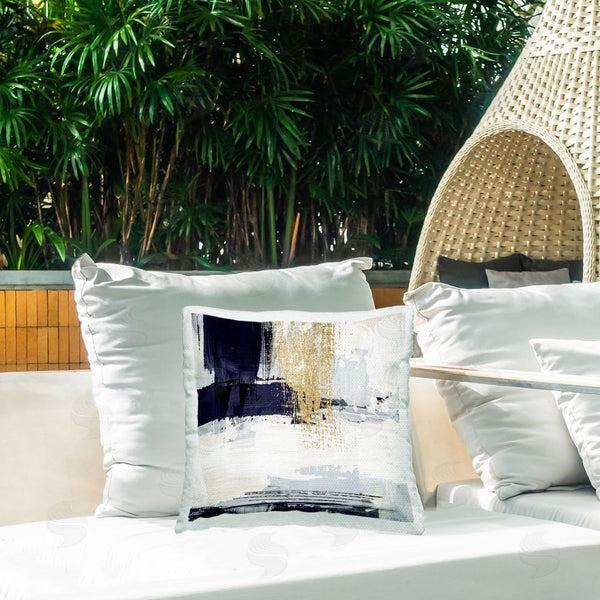 Stupell Industries Susan Jill | Gold Accented Abstract Printed Throw Pillow