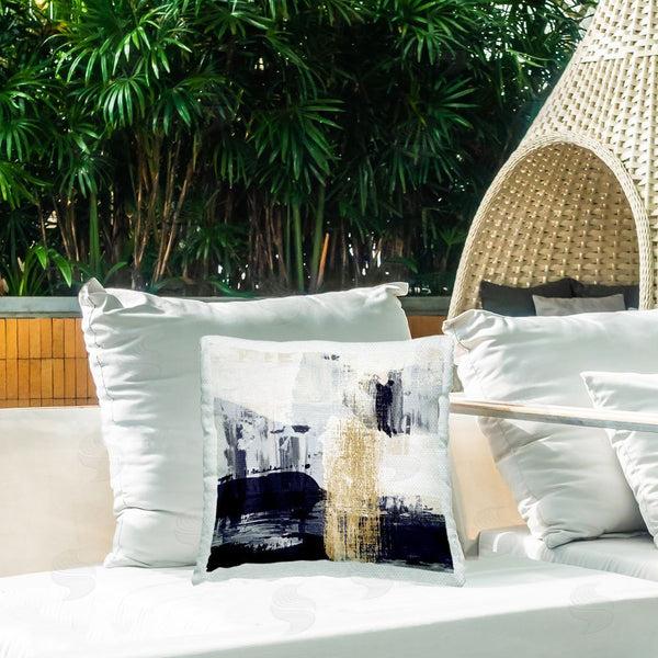 Stupell Industries Susan Jill | Gold Paint Stroke Abstract Printed Throw Pillow