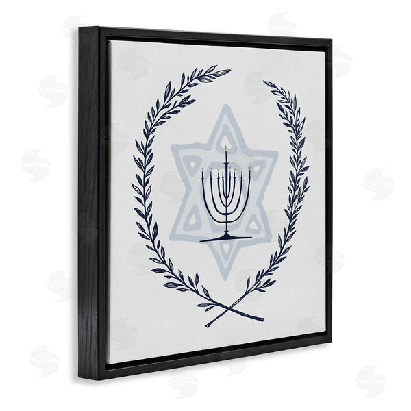 Stupell Industries Susan Jill | Hanukkah Menorah Botanical Laurel Wall Art