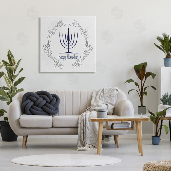 Stupell Industries Susan Jill | Happy Hanukkah Botanical Wreath Wall Art