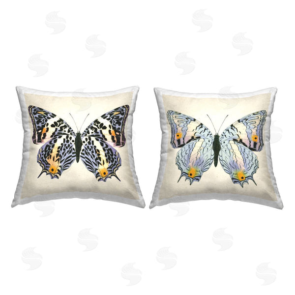 stupell industries Susan Jill | Intricate Blue Butterflies Printed Throw Pillow Set