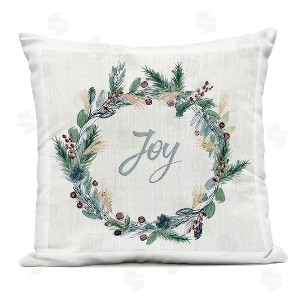 Stupell Industries Susan Jill | Joy Seasonal Greenery Wreath Printed Throw Pillow