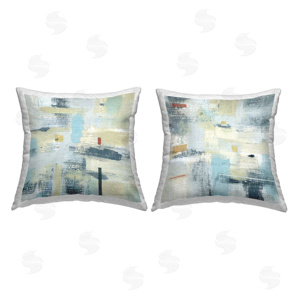 Stupell Industries Susan Jill | Modern Blue Beige Abstract Cross Hatch Pattern Printed Throw Pillow Set
