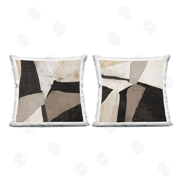 stupell industries Susan Jill | Neutral Fragmented Geometric Shapes Printed Throw Pillow Set