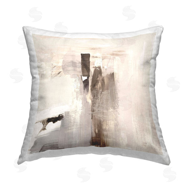 stupell industries Susan Jill | Off-White with Brown Streaks Printed Throw Pillow