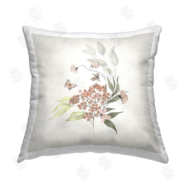 stupell industries Susan Jill | Orchid Florals & Butterfly Printed Throw Pillow