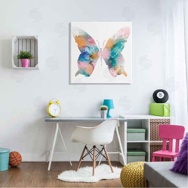Stupell Industries Susan Jill | Pastel Watercolor Pattern Butterfly Silhouette Painting Wall Art