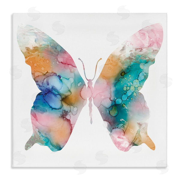 stupell industries Susan Jill | Pastel Watercolor Pattern Butterfly Silhouette Painting Wall Art