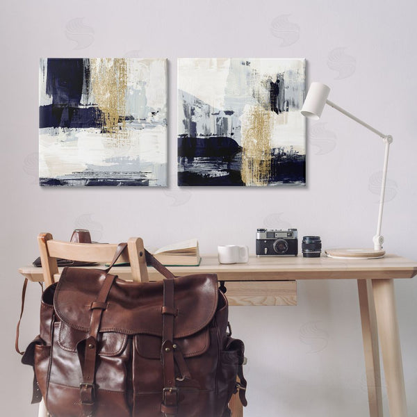Stupell Industries Susan Jill | Patchy Navy Gold Abstract Wall Art